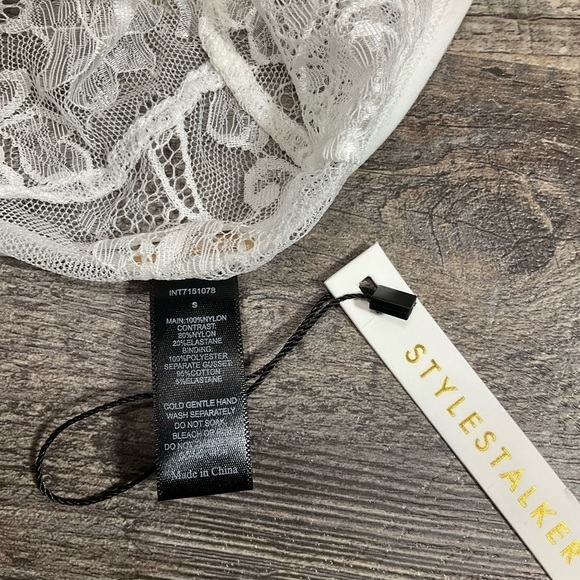 Stylestalker Mellina set  White sheer lace and scallop edges new size Small B39 - Picture 9 of 10
